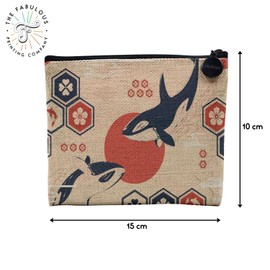 Canvas Bag - Collection Minimalist Shape Art Abstract Style Nature Design - Canvas Cosmetic Bag in Linen Look - Toiletry Bag - Purse, Orca, Cosmetic bag