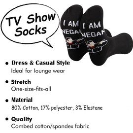 TSOTMO TWD TV Show Merch Gift Zombie Gift I Am Negan Novelty Socks for TWD Fans Negan Gift Walker Gift (CA/US, Alpha, One Size, Regular, Regular, NEGAN socks)