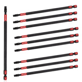 GEINXURN Pack of 10 T25 Impact Resistant Screwdriver Bit Set, 150 mm Length, Strong Magnetic #25 Torx Screwdriver Bit, 1/4 Inch Hex Shank Drive Bits, S2 Alloy Steel T25 Screwdriver Bits Set
