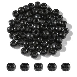 Handicraft Emporium | Resin European Beads, Large Hole Barrel Beads | 8mm | Black