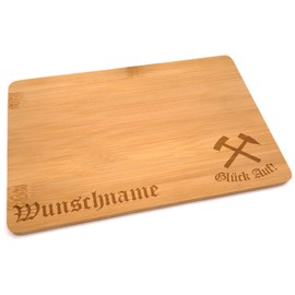 Samunshi® Wooden Board with Engraving Glück Auf Hammer and Mallets Made of Bamboo Breakfast Board as Wooden Chopping Boards Kitchen Vespe