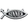Sinner Plastic Auto Emblem - [Silver][5'' x 2 1/4'']