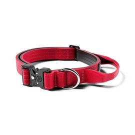 BullyBillows | Dog Collar | 2.5cm Combat® Collar With Handle & Pressure Rated Clip | Suitable For All Dog Breeds | Stainless Steel Dog Collar | Red V2 XSmall - 14-18" / 34-46cm