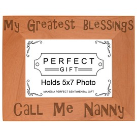 ThisWear Gift for Grandma Blessings Call Me Nanny Natural Wood Engraved 5x7 Landscape Picture Frame Wood
