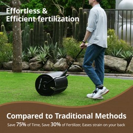 Compost Spreader 36 Inch Towable Peat Moss Spreader with Installation Support Accessories, Metal Mesh Roller Lawn Spreader for Top Soil, Manure, Mulch, Top Dressing - Garden spreaders for lawns