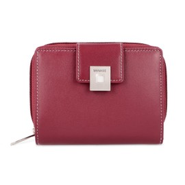 MANAGE Premium Women's Purse Red - RFID NFC Protection - Spacious Genuine Leather Purse Women Medium Size - Leather Purse Many Compartments with Zip (Red), red, Classic