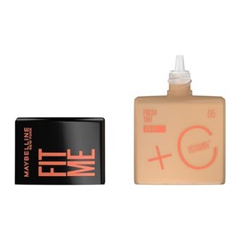 Maybelline Base de maquillaje Fit Me Fresh Tint 05, 30 ml, larga duración, alta cobertura, para todo tipo de piel, fórmula con Vitamina C y protector solar FPS50