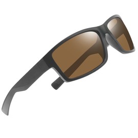 Joopin Brown Sports Sunglasses for Men Polarized Wrap Around Womens Sun Glasses UV400 Protection Square Mens Shades Driving Sunnies (Grey Brown)