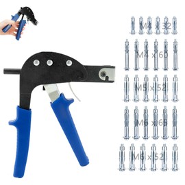 Mounting Pliers for Cavity Dowels Set, Cavity Dowels Metal, Cavity Mounting Pliers, with 30 Pieces M4, M5, M6 Cavity Metal Dowels with Screws, Wall Anchor Adjustment Tool