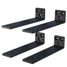 NEODROP 4 Inch Floating Shelf Brackets, Heavy Duty Hidden Bracket for Wall, Mantel, Bookshelves, Black Powder Coated Steel, 4-Pack