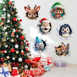 Christmas Wall Decal Large Santa Claus Elf Gingerbread Man Cartoon Wall Stickers DIY Xmas Art Decorations for Indoor Home Door Wall Window Decor New Year Winter Holiday Party Supplies
