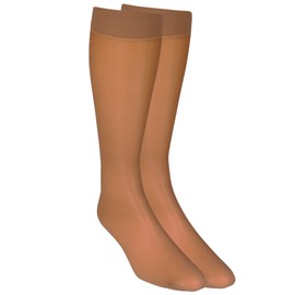 NuVein Sheer Compression Stockings for Women Fashion Silky Sheen Denier Knee High, Taupe, X-Large