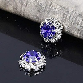 Round Rhinestone Diamante Crystal Embellishment 9 Diamantes with Large Center Diamante 12mm Really Sparkle 10pcs (Blue)