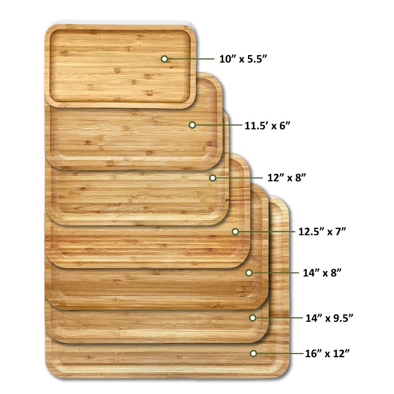 Bam&Boo Bamboo Serving Tray Natural Minimalist Rectangular (11.3” x 6.2"