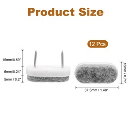 sourcing map 12Pcs Nail-on Felt Furniture Pads, Rounded Rectangle Felt Pads Furniture Sliders Floor Protectors for Wooden Furniture Table Sofa Chair Leg (18mm, White)