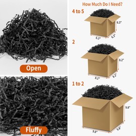 Mauproy 5oz Black Crinkle Cut Paper Shred Filler, Gift Boxes Baskets Bags Filling Grass Confetti Stuffing for Bridesmaid Engagement Birthday Wedding Graduation
