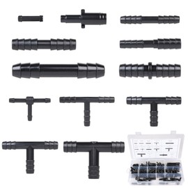 DBREAKS 113 Piece Hose Connector Set, 12 Sizes T-Connector Hose Connector Set, Hose Connector Assortment, Hose Connector Black, for Garden Hose Connection Irrigation System