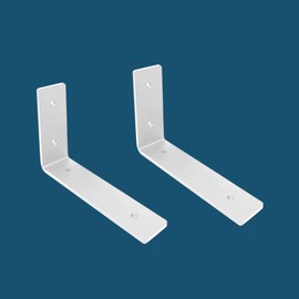 MLOQI Pack of 2 Shelf Brackets, Shelf Brackets, Heavy Duty Metal Shelf Brackets, Heavy Duty Angle Wall Brackets, 0.5 cm Thick Shelf Brackets, Load Capacity 50 kg (White 15 cm)