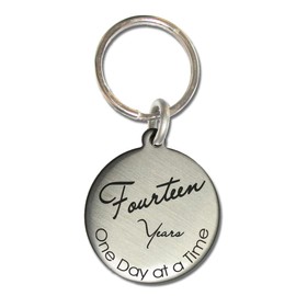 Serenity is Forever 14 Year Vintage Style AA Alcoholics Anonymous NA Narcotics Anonymous Clean and Sober Birthday Medallion Keychain