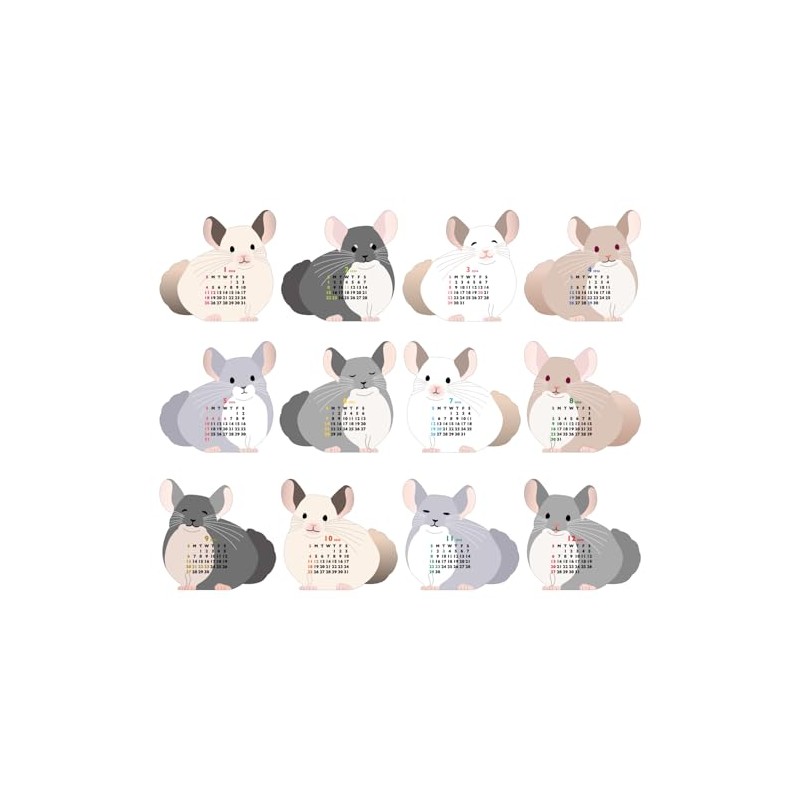 Greeting Life 2026 Calendar Animal Die Cut Mini Chinchilla Desk