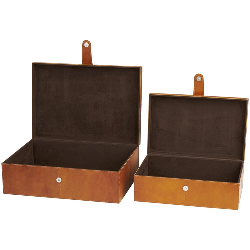 Deco 79 Leather Handmade Decorative Box Storage Decorative Keepsake Boxes