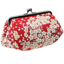 watona Crepe Cosmetic Pouch, Width 4.7 - 6.3 inches (12 - 16 cm), Small, 4 inches (12 cm), Red, 12 Mikura Red