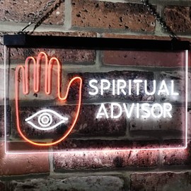 Spiritual Advisor Eye Dual Color LED Neon Sign White & Orange 12" x 8.5" st6s32-i3116-wo