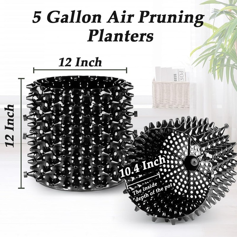Air Pruning Planters 5 Gallon 6-Pack, Sturdy Plastic Roots Control