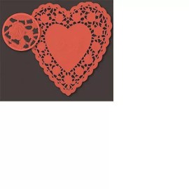NEW LOT 36 RED 6" HEART PAPER LACE DOILIES DOYLIES VALENTINES DAY DOILEY CARDS