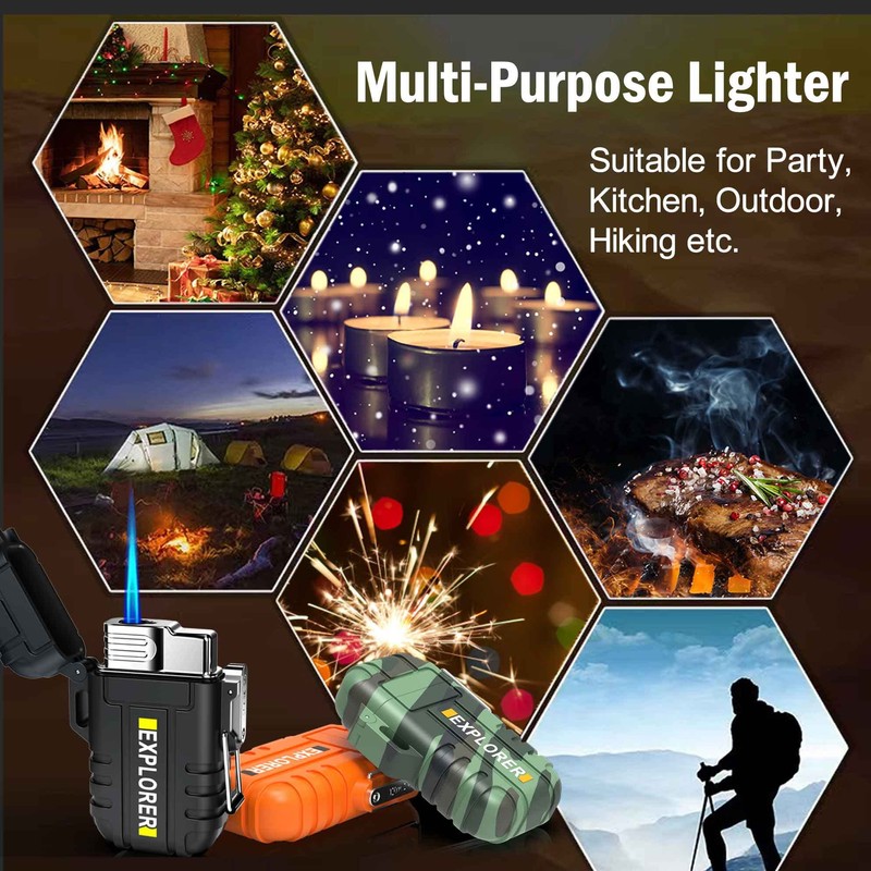 Waterproof Butane Torch Lighter Refillable Windproof Jet Flame Lighters for