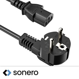 sonero Stromkabel Kaltgerätekabel 3 Polig, 2,0m, 90° Winkel Schutzkontakt Schuko Stecker Netzstecker auf Kaltgerätekupplung C13 Buchse, Netzkabel Netzteil Strom Kabel für Monitor PC Drucker, Schwarz