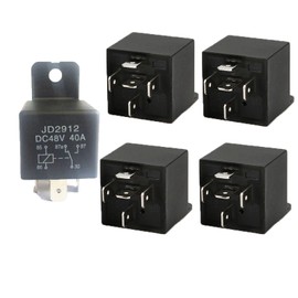Car Relay 48V 40A SPST 5 Pin Car High Power Switch Starter with Black Waterproof Sealed Housing for Car Engines Pack of 5