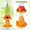 Mushroom Solar Bird Feeders for Outdoors Hanging Metal Wild Bird