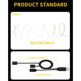 EL Wire Interior car led Strip Lights，5M 16FT 7 Colors Decorative Mood Lighting for Car Ambient Lighting Atmosphere,USB Neon Glowing Trim Light