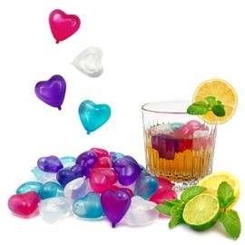 Reusable Ice Cube, 40Pcs Plastic Ice Cubes, Quick-Freeze Easy-to-Clean Refreezable Fake Ice Cubes for Making Cold Appealing Drinks, Lunch Bags, Coolers (Heart-Shaped)