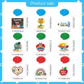 18Pcs Teacher Appreciation Decorations Thank You Teachers Hanging Swirls Decorations Teacher Appreciation Week Foil Ceiling Hanging Decor Teachers Day Party Decorations