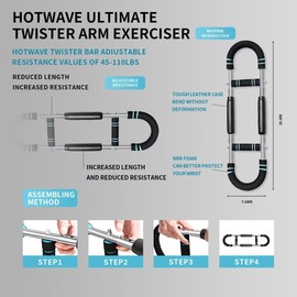 Gecauoea Adjustable Twister Arm Trainer- Chest Exerciser for Men & Women, Portable Home Gym Equipment with 3 Resistance Levels for Arm & Chest Workout.(Blue-black)