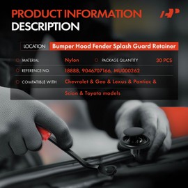 A-Premium 30PCS Nylon Bumper Hood Fender Liner Retainer Clip Push-Type Compatible with Toyota Camry, Corolla, Prius, Tundra, Sienna, Matrix, Avalon, Yaris & Lexus ES350 & Scion xA - For 7mm Hole