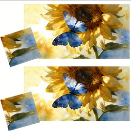 2 Pack Fluorescent Light Covers for Drop Ceiling, Magnetic Fabric Diffuser, 4x2 Feet, for Office, School, Hospital, Home(Sunflower with Butterfly)