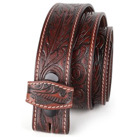 Western Belt without buckle for men – Full Grain Leather Cowboy Belts for jeans - One Piece Leather strap belt, USA,2022-63, size 36