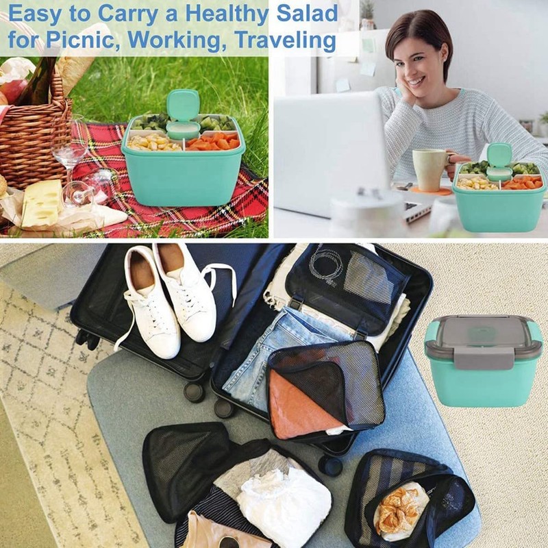 Zicojia Lunch Container to Go, 1500Ml Salad Bowls with 3