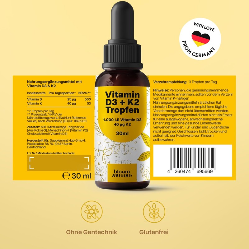 Vitamin D3 K2 Drops High Dose - 30 ml -