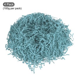 PATIKIL 0.9LB/400g Raffia Paper Shreds, 4 Pack Crinkle Cut Paper Shred Confetti Filler for DIY Crafts Tissue Gift Wrapping Basket Filling, Light Blue