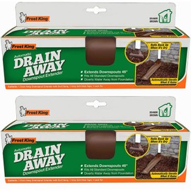 Frost King DE46BR Automatic Plastic Drain Away Downspout Extender, Extends 4-Feet, Brown 2 Pack