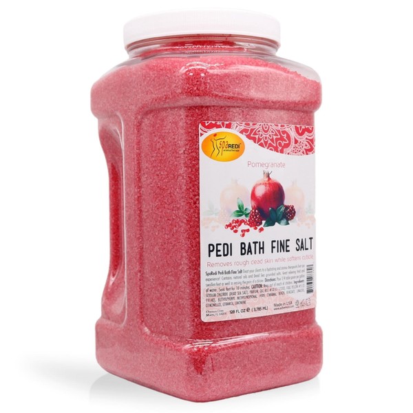 SPA REDI - Detox Foot Soak Pedicure and Bath Fine Salt, Pomegranate, 128 Oz - Made with Dead Sea Salts, Argan Oil, Coconut Oil, and Essential Oil - Hydrates, Softens and Moisturizes