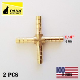 2 PC – 1/4 HOSE BARB 4 WAY Cross Brass Pipe Fitting Thread Gas Fuel Water Air,MADE IN THE USA