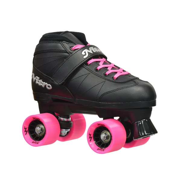 Epic Skates Super Nitro Indoor/Outdoor Quad Speed Roller Skates, Black/Pink,
