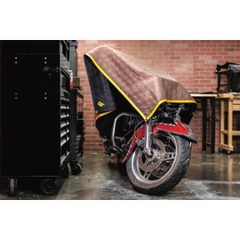 CAT Water Resistant Woven Utility Blanket, 72-Inch x 60-Inch Outdoor Tarp Material Padded Blanket, Rivets for Tie Downs, Park Picnic, Moving, Protect Furniture, Brown Black - 980788N