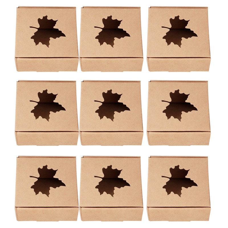 50Pcs Maple Leaf Pattern Kraft Paper Packing Box Small Gift