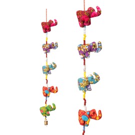 Traditional Handmade Colorful Elephant Decorative Door Hangings Vibrant Latkan Home Décor for Home Office Hotel and Gifting (Elephant)